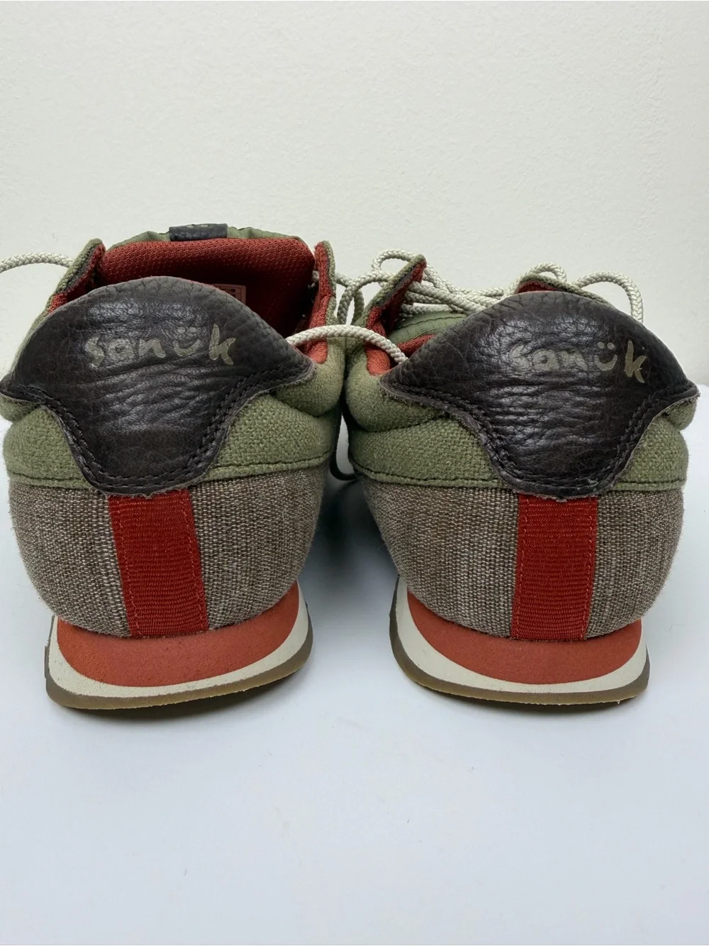 Sanuk U-Lounge Comfort Men’s 9.5 Olive Green Canvas Casual Shoes Sneakers New